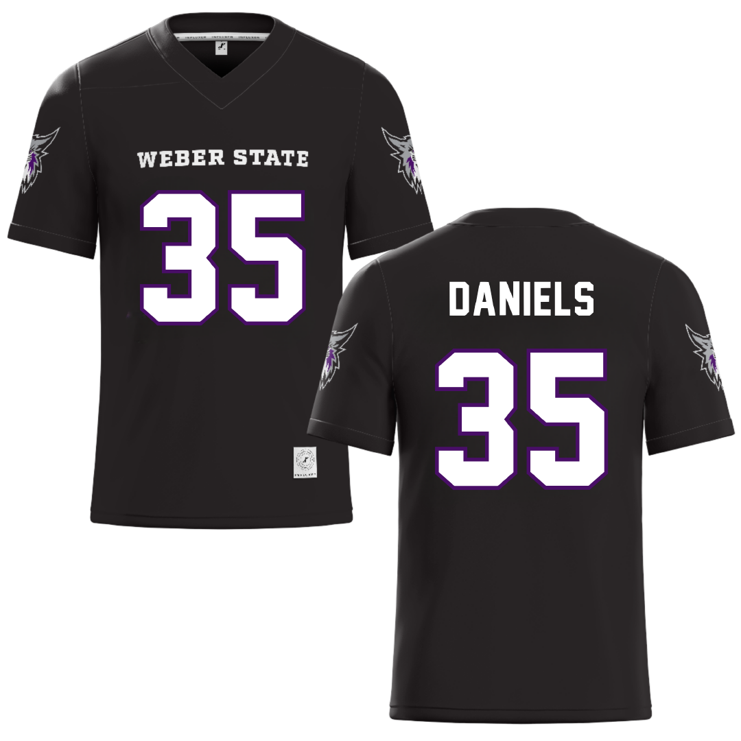 Weber State University Black Football Jersey - #35 Rishi Daniels
