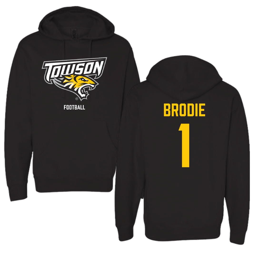 Towson University Football Black Hoodie - #1 Myles Brodie
