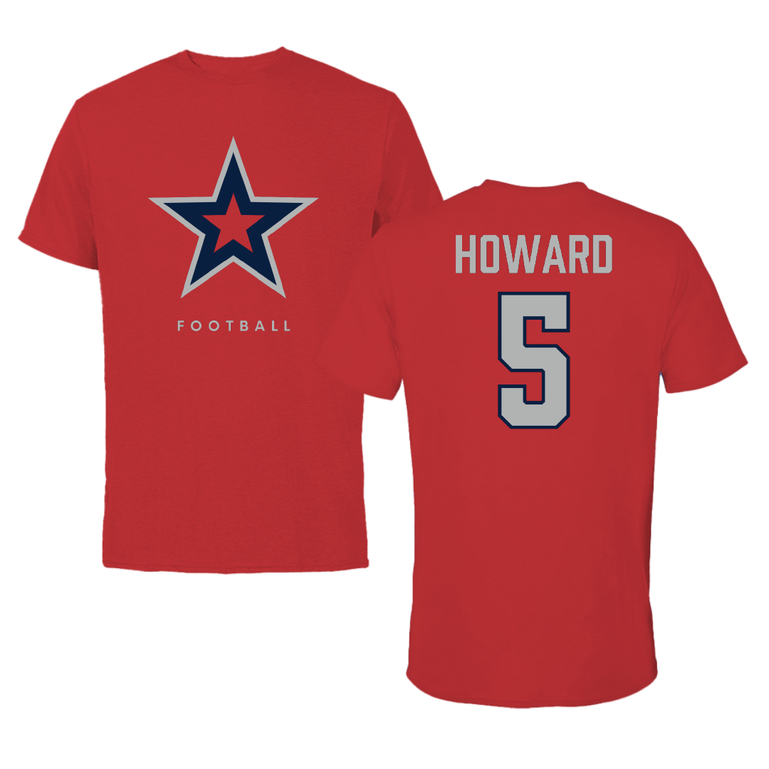 Robert Morris University Football Red Tee - #5 Tahseen Howard