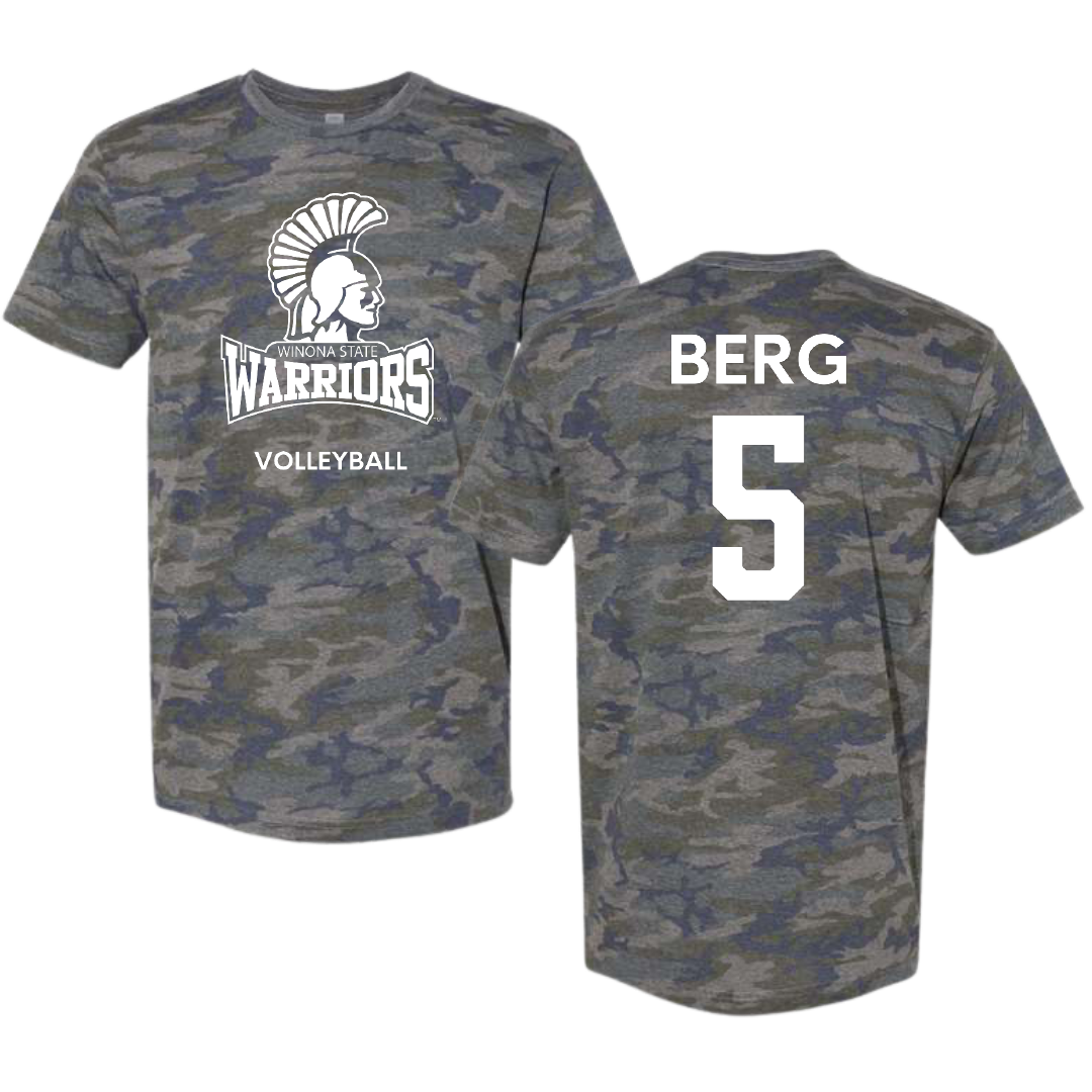 Winona State University Volleyball (W) Vintage Camo Tee - #5 Jayda Berg