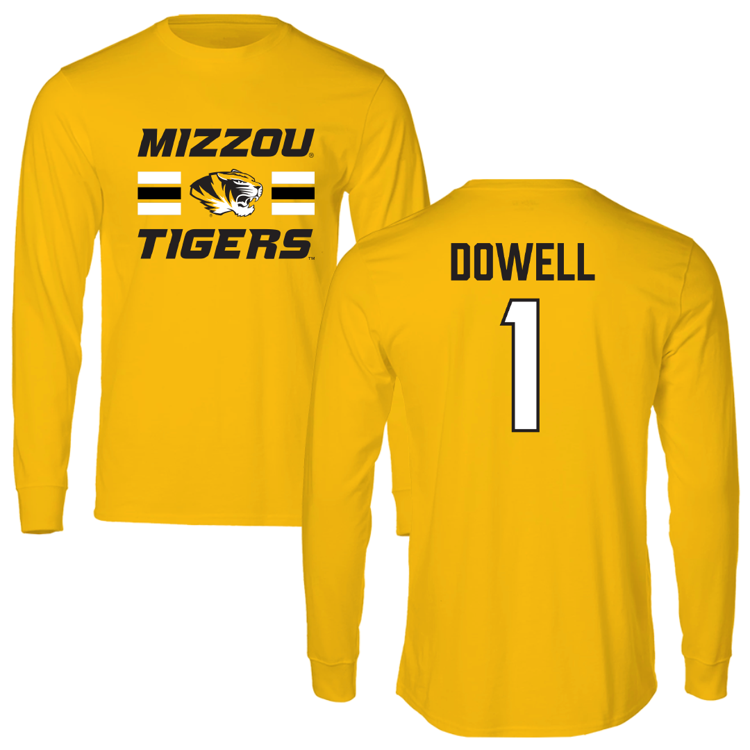 University of Missouri Basketball Gold General Performance Long Sleeve - #1 Shannon Dowell