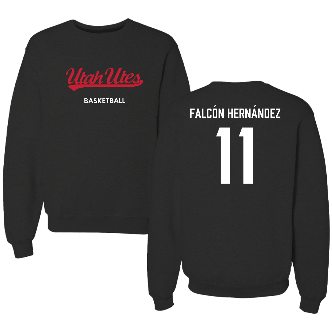 University of Utah Basketball (W) Black Crewneck - #11 Daniela Falcón Hernández