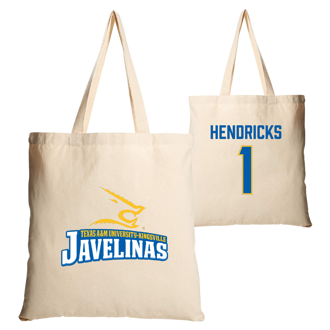 Texas A&M University-Kingsville Football Tan Canvas Tote Bag - #1 Demarcus Hendricks