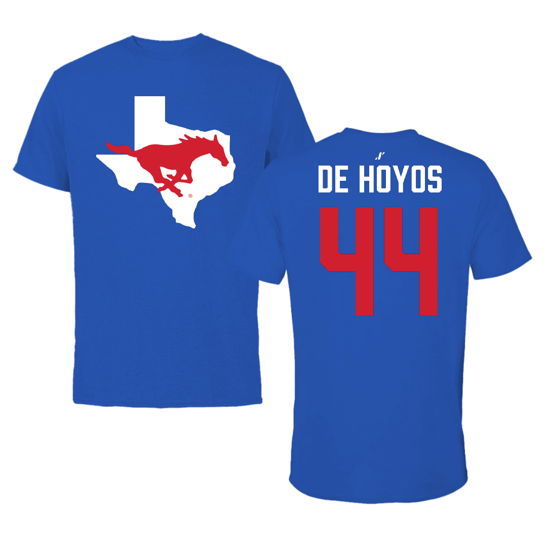 Southern Methodist University Football Blue State Performance Tee - #44 Michael De Hoyos