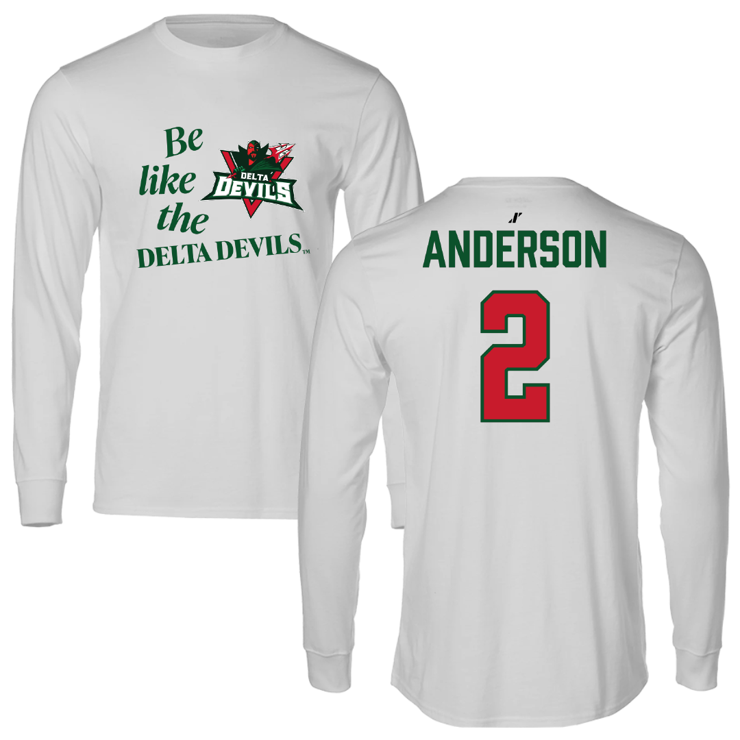 Mississippi Valley State University Football Light Gray Be Like Us Long Sleeve - #2 Jordan Anderson