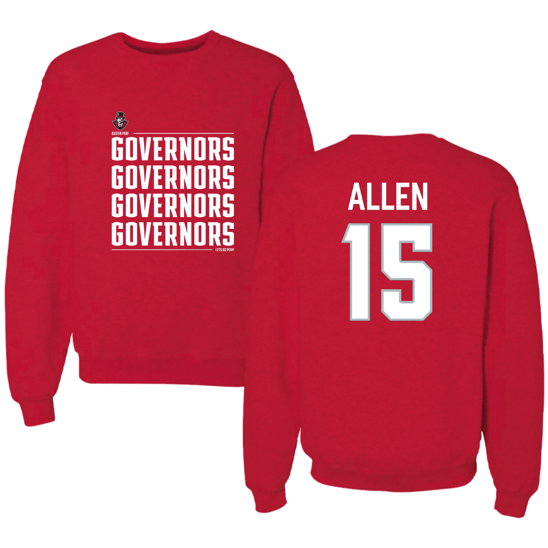 Austin Peay State University Football Red General Crewneck - #15 Chase Allen