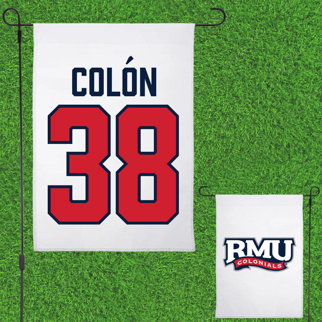 Robert Morris University Lacrosse White Garden Flag - #38 Sam Colón