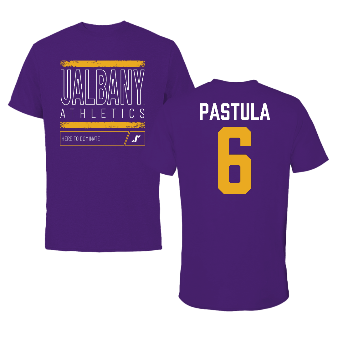 University at Albany Football Purple Dominate Performance Tee - #6 Tyler Pastula