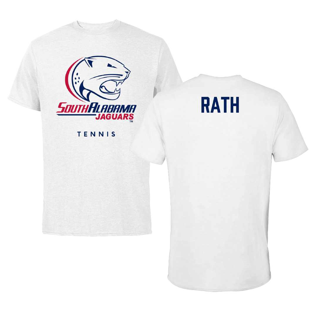 University of South Alabama Tennis White Performance Tee - Ava Rath