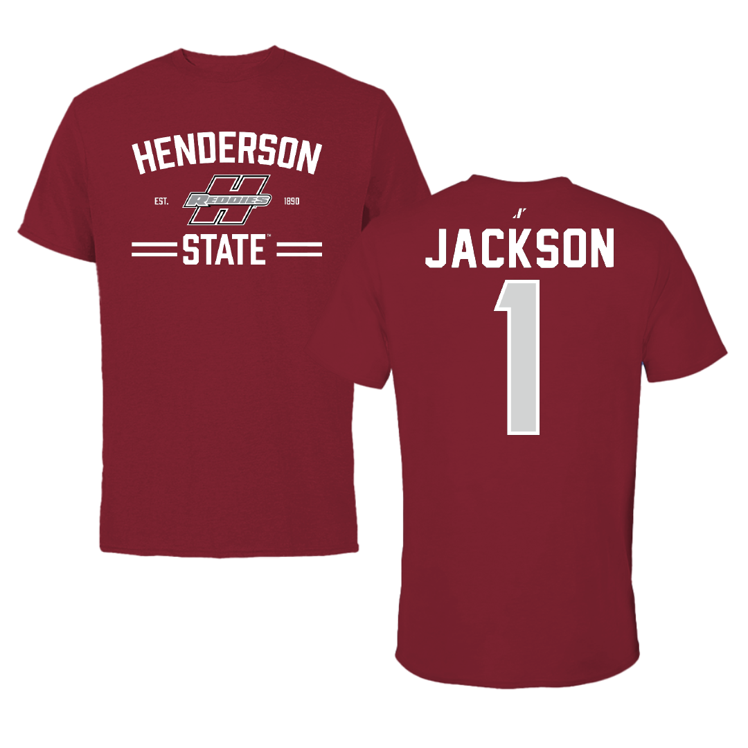 Henderson State University Football Cardinal General Tee - #1 Timieone Jackson