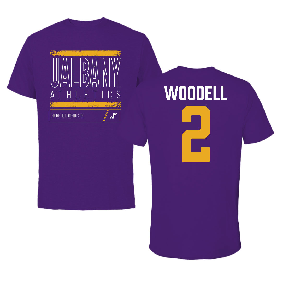 University at Albany Football Purple Dominate Tee - #2 Griffin Woodell