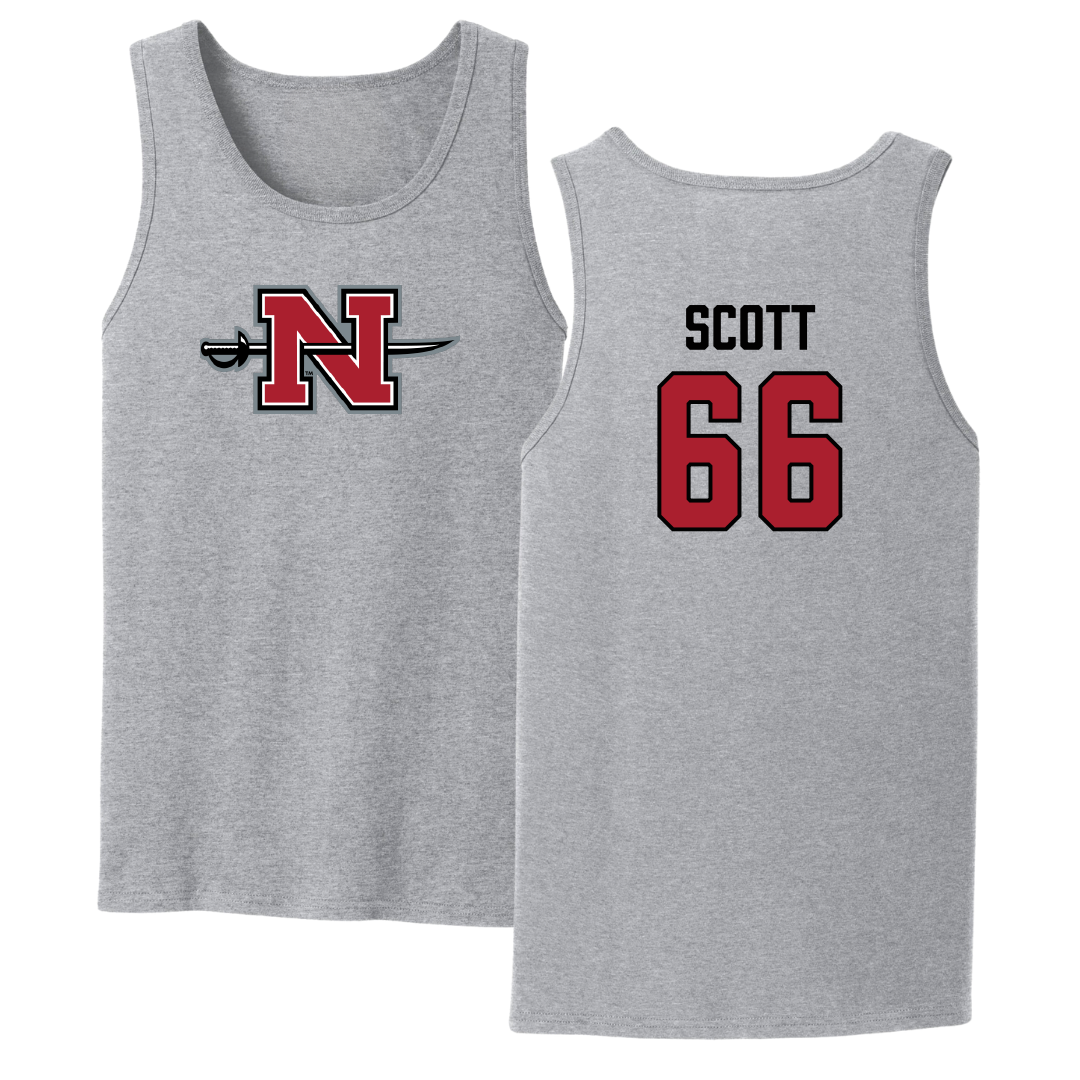 Nicholls State University Football Sport Gray Tank Top - #66 Sameij Scott