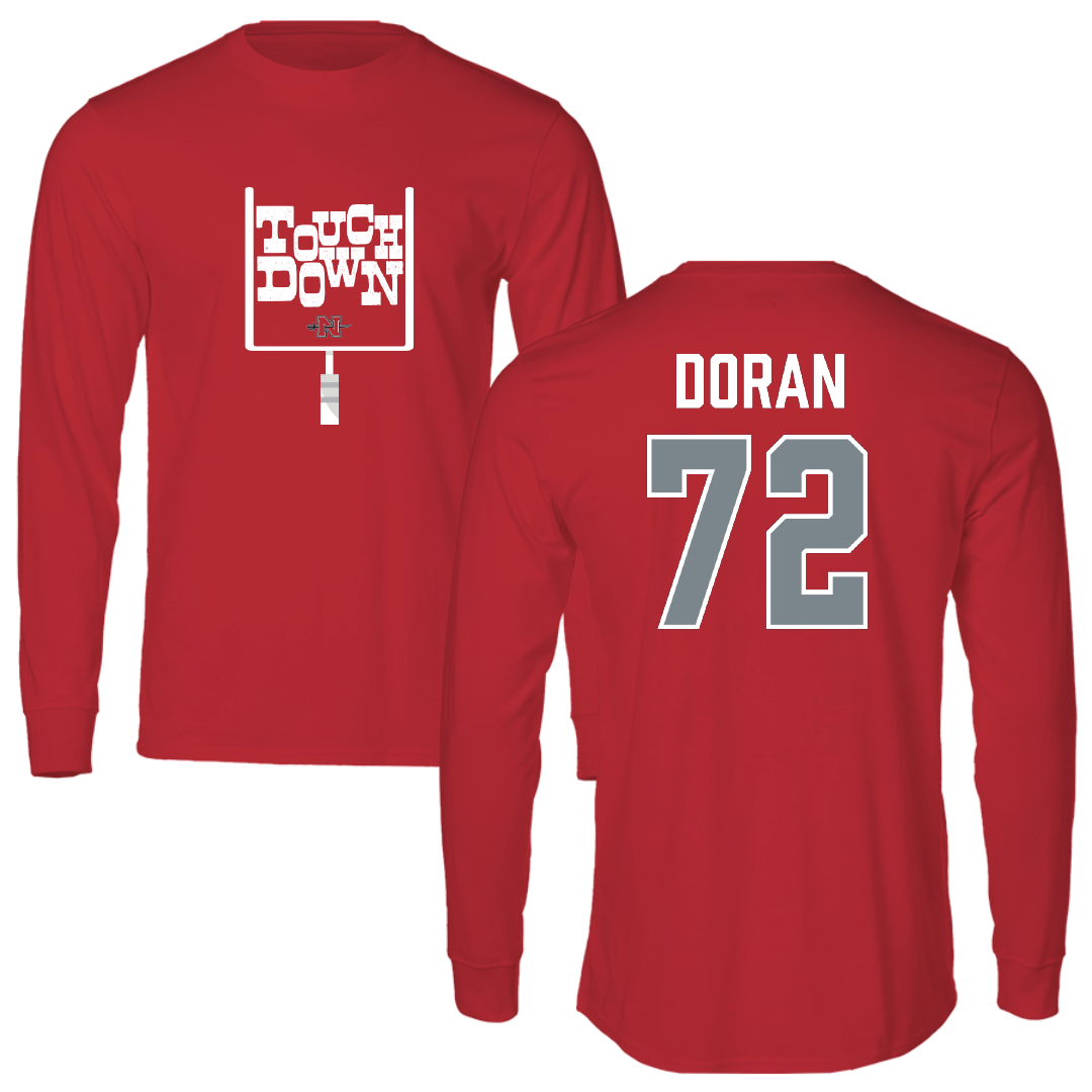 Nicholls State University Football Red Touchdown Long Sleeve - #72 Seth Doran