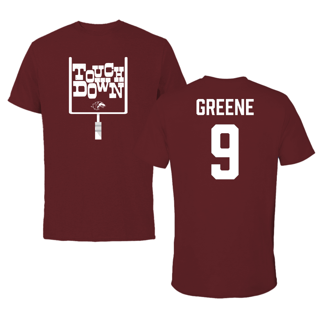 Southern Illinois University at Carbondale Football Maroon Touchdown Tee - #9 Dewey Greene