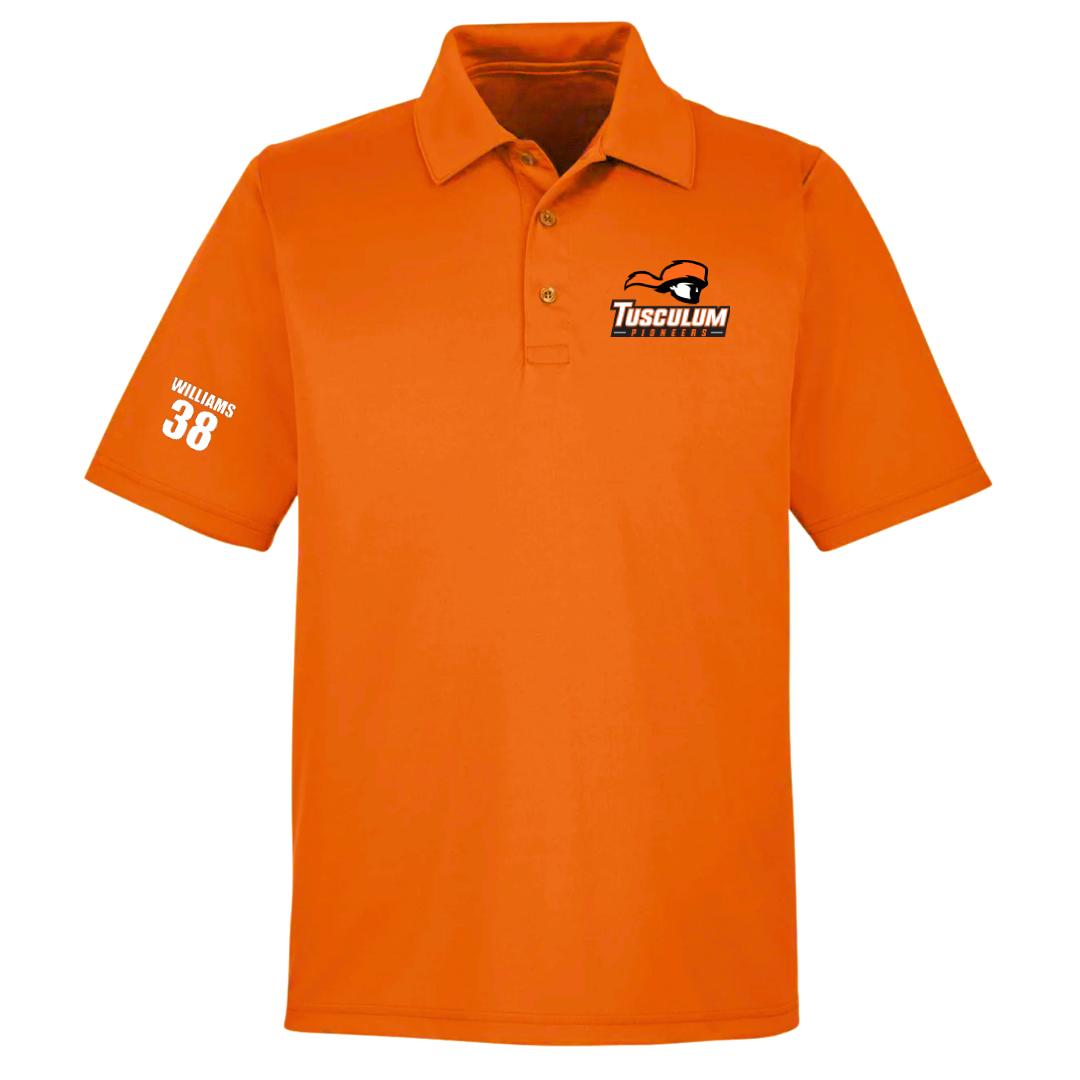 Tusculum University Football Orange Polo - #38 Jeremiah Williams