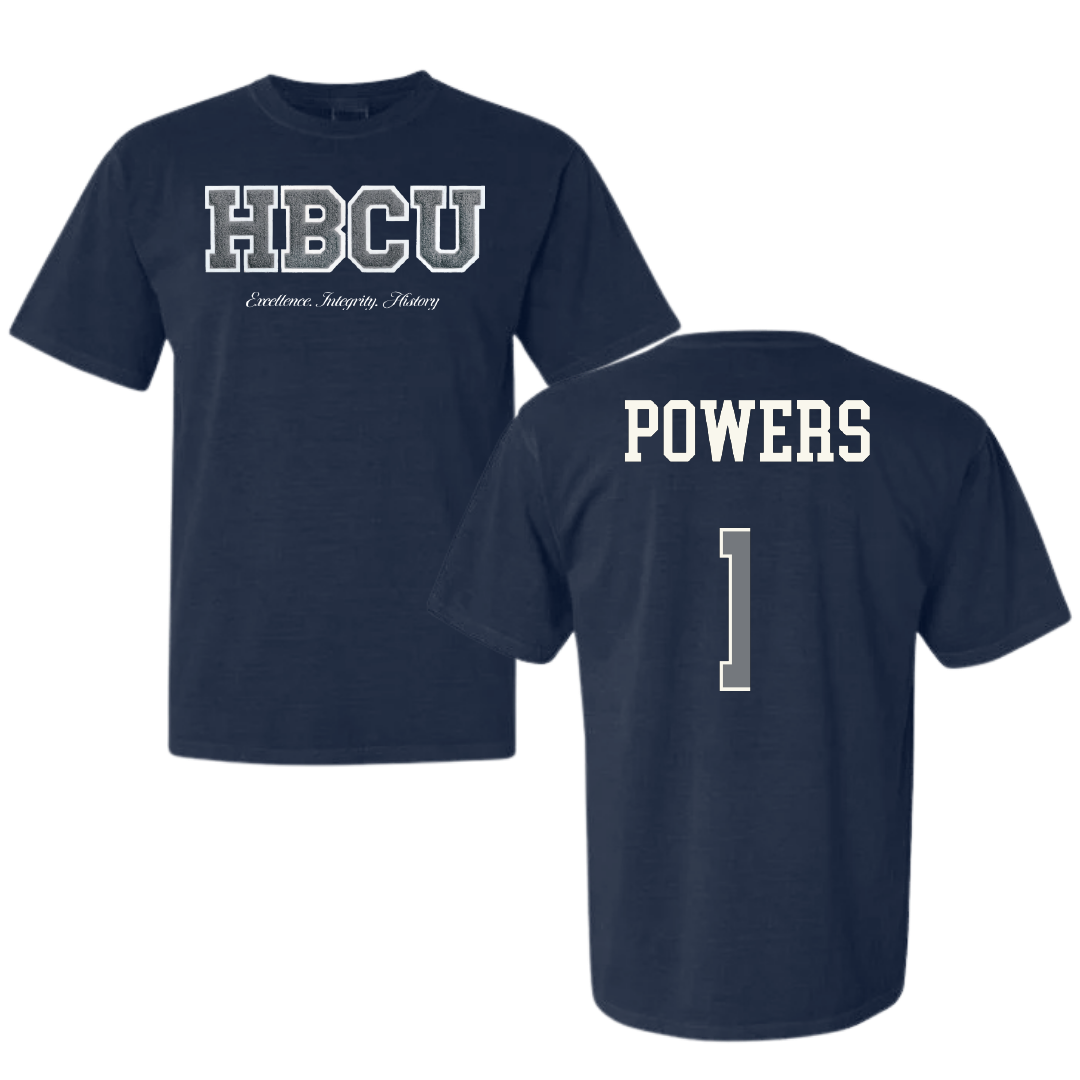 Jackson State University Football Navy HBCU Varsity Comfort Colors Tee - #1 Rico Powers