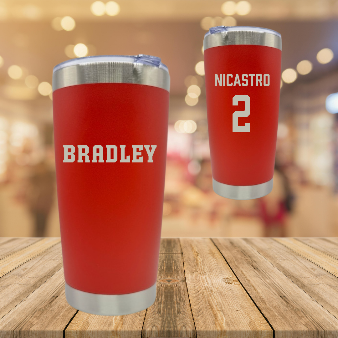 Bradley University Soccer Red Braves Stainless Steel Tumbler - #2 Alex Nicastro