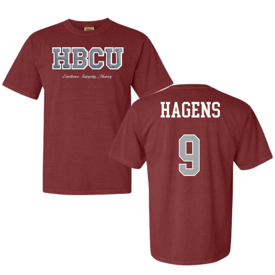 Alabama A&M University Football Maroon HBCU Varsity Comfort Colors Tee - #9 Mekhi Hagens