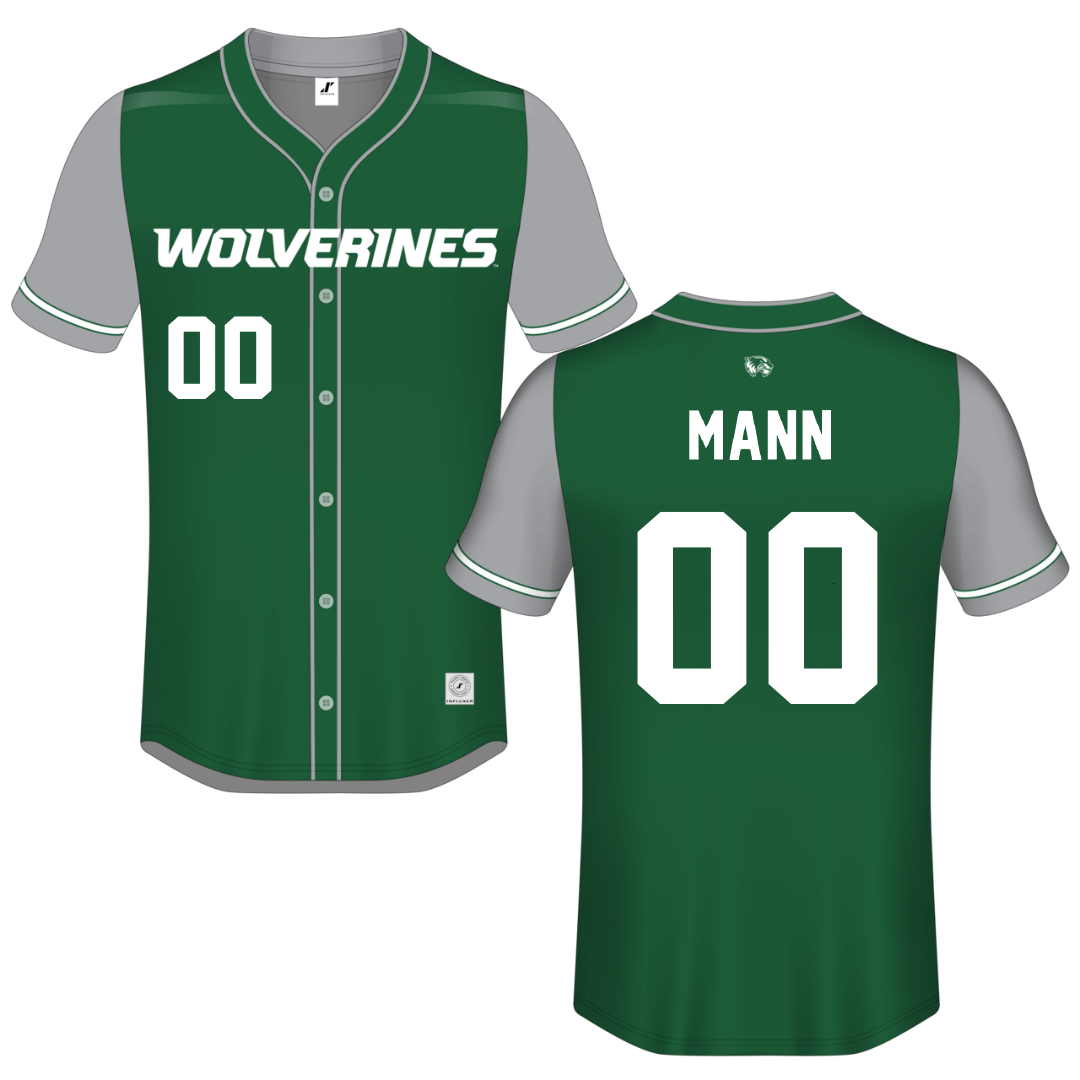Utah Valley University Green Button-Down Jersey - #00 Angelique Mann