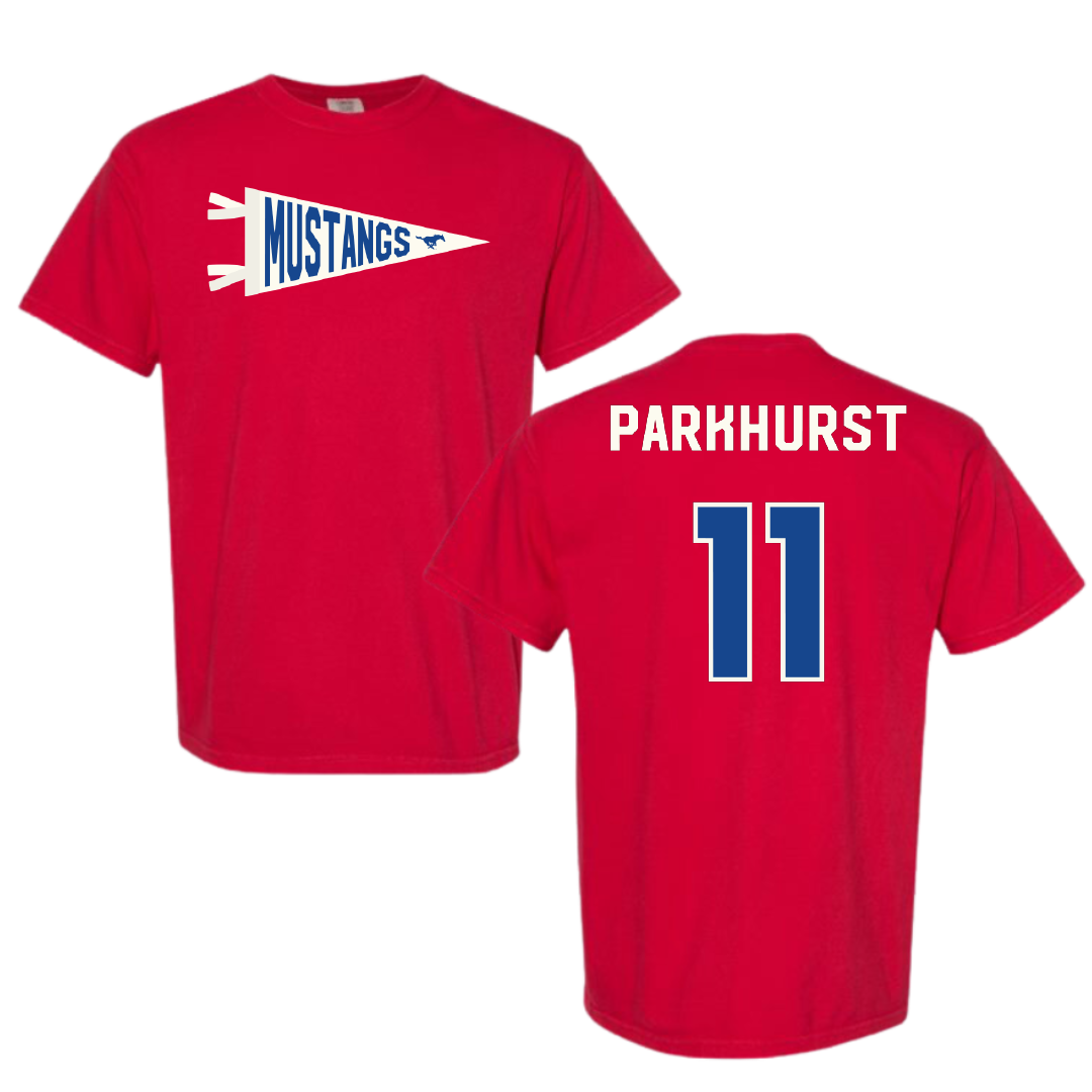 Southern Methodist University Soccer Red Pennant Comfort Colors Tee - #11 Zoë Parkhurst