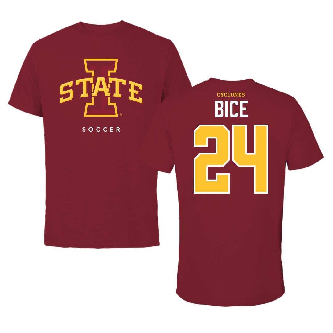 Iowa State University Soccer Cardinal Tee - #24 Jocelyn Bice