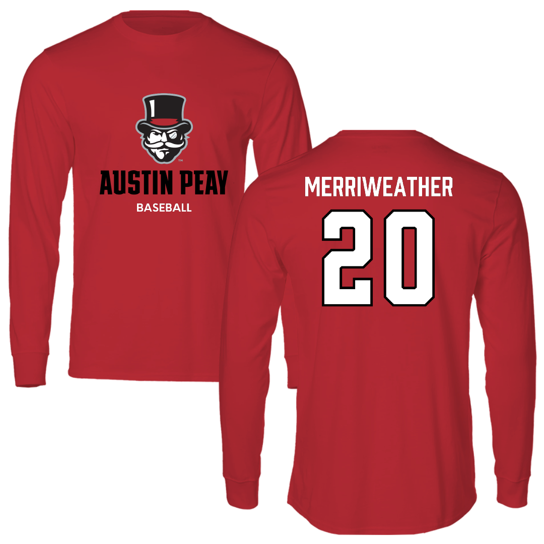 Austin Peay State University Baseball Red Mascot Long Sleeve - #20 DJ Merriweather