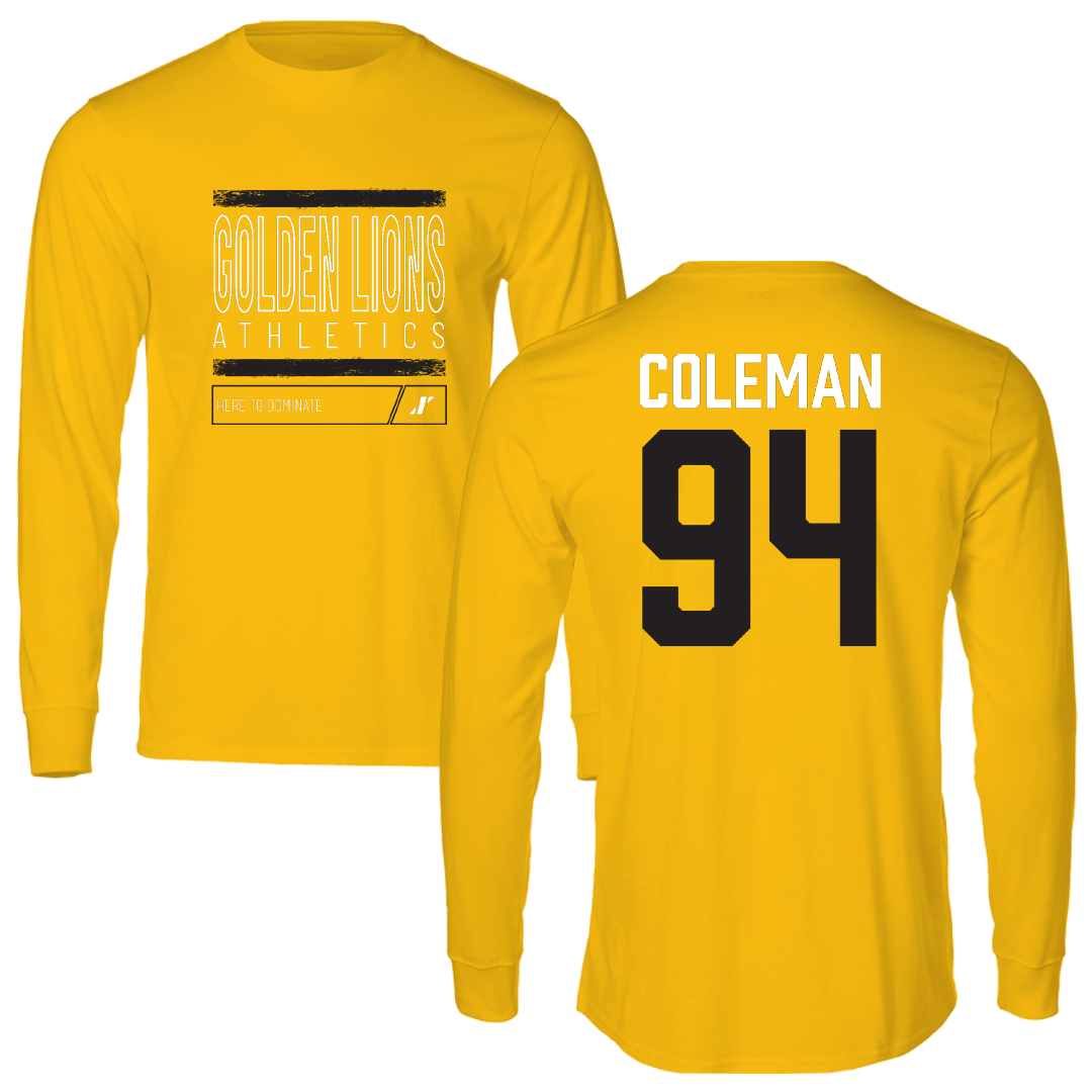 University of Arkansas-Pine Bluff Football Gold Dominate Long Sleeve - #94 Cameron Coleman