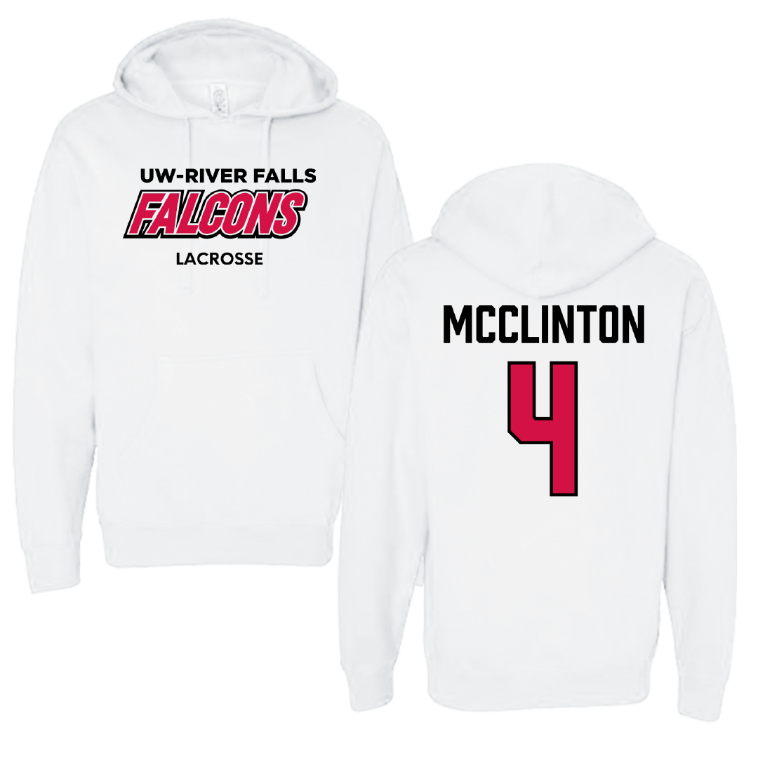 University of Wisconsin-River Falls Lacrosse (W) White Falcons Hoodie - #4 Aliviah McClinton