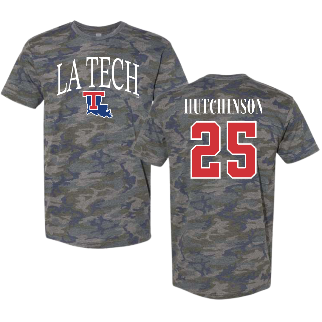 Louisiana Tech University Softball Vintage Camo Tee - #25 Emma Hutchinson