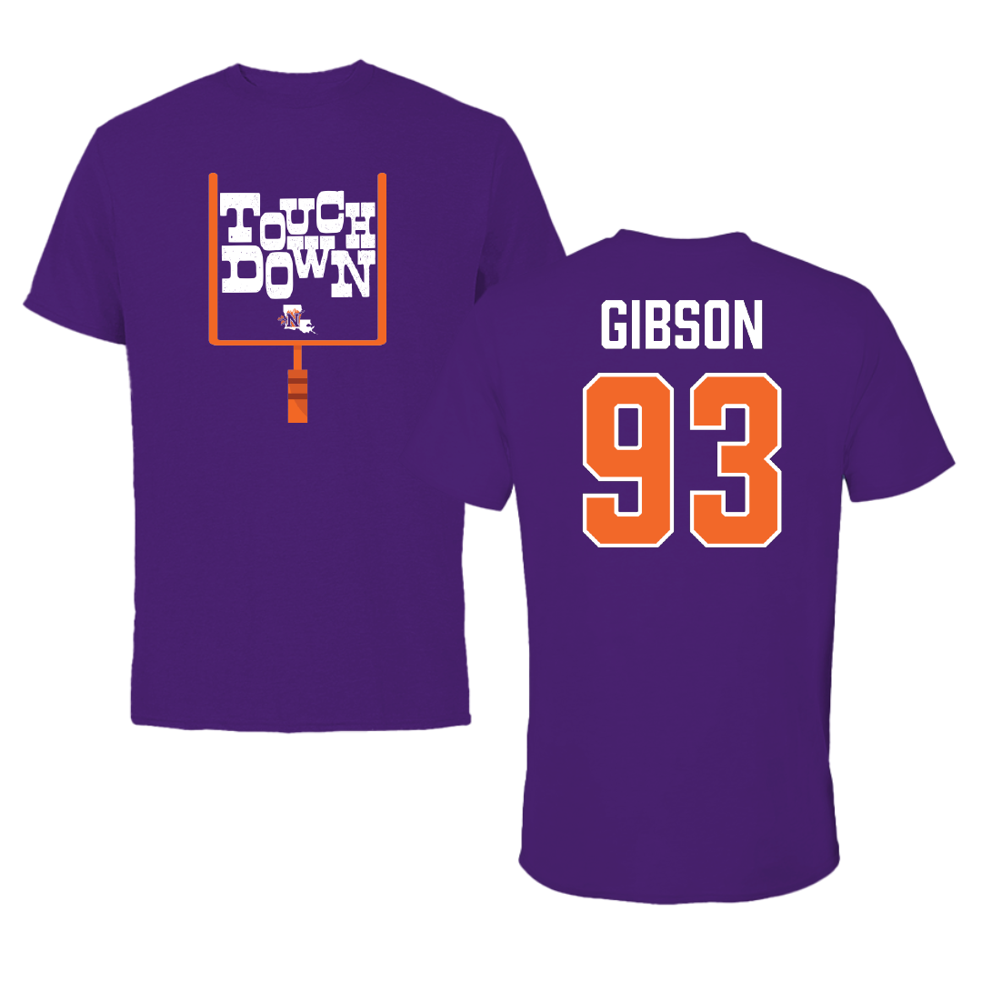 Northwestern State University Football Purple Touchdown Tee - #93 Ray Gibson