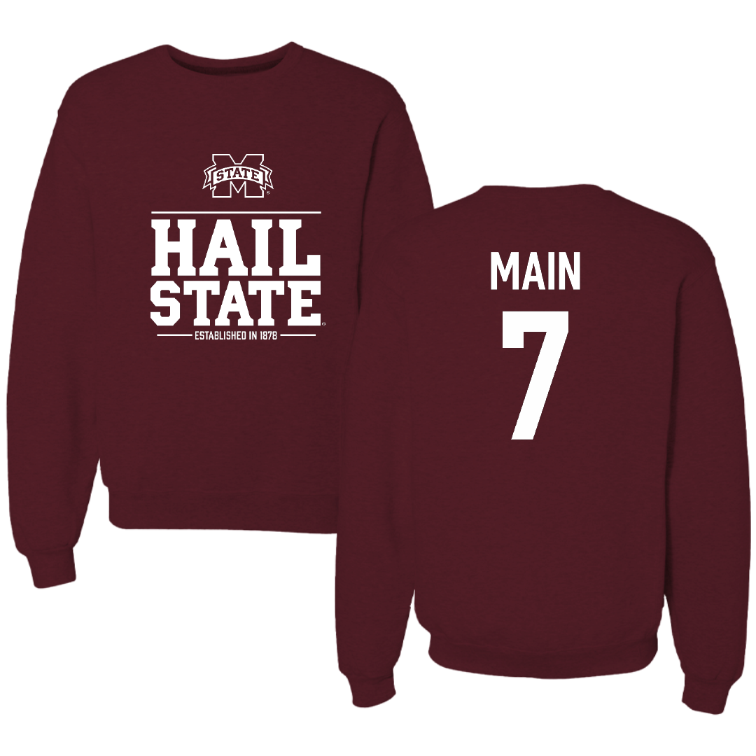 Mississippi State University Soccer Maroon General Crewneck - #7 Zoe Main