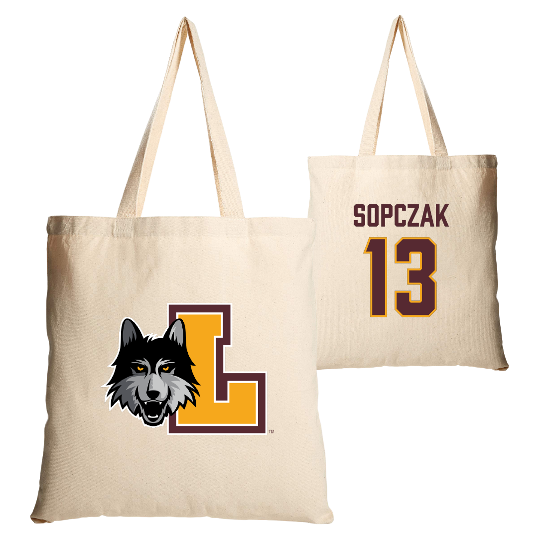 Loyola University-Chicago Softball Tan Canvas Tote Bag - #13 Teagan Sopczak