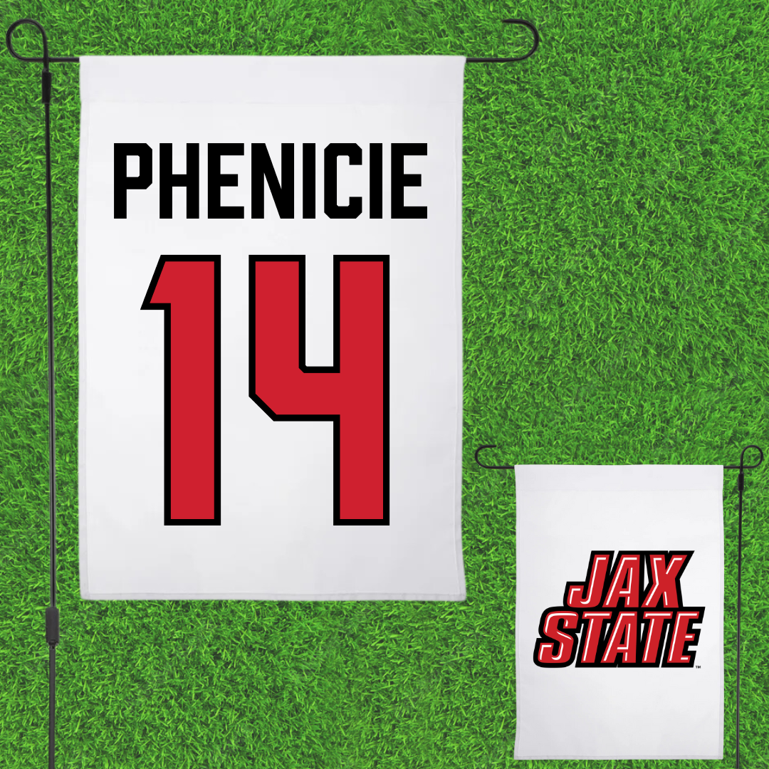 Jacksonville State University Volleyball White Garden Flag - #14 Parker Phenicie