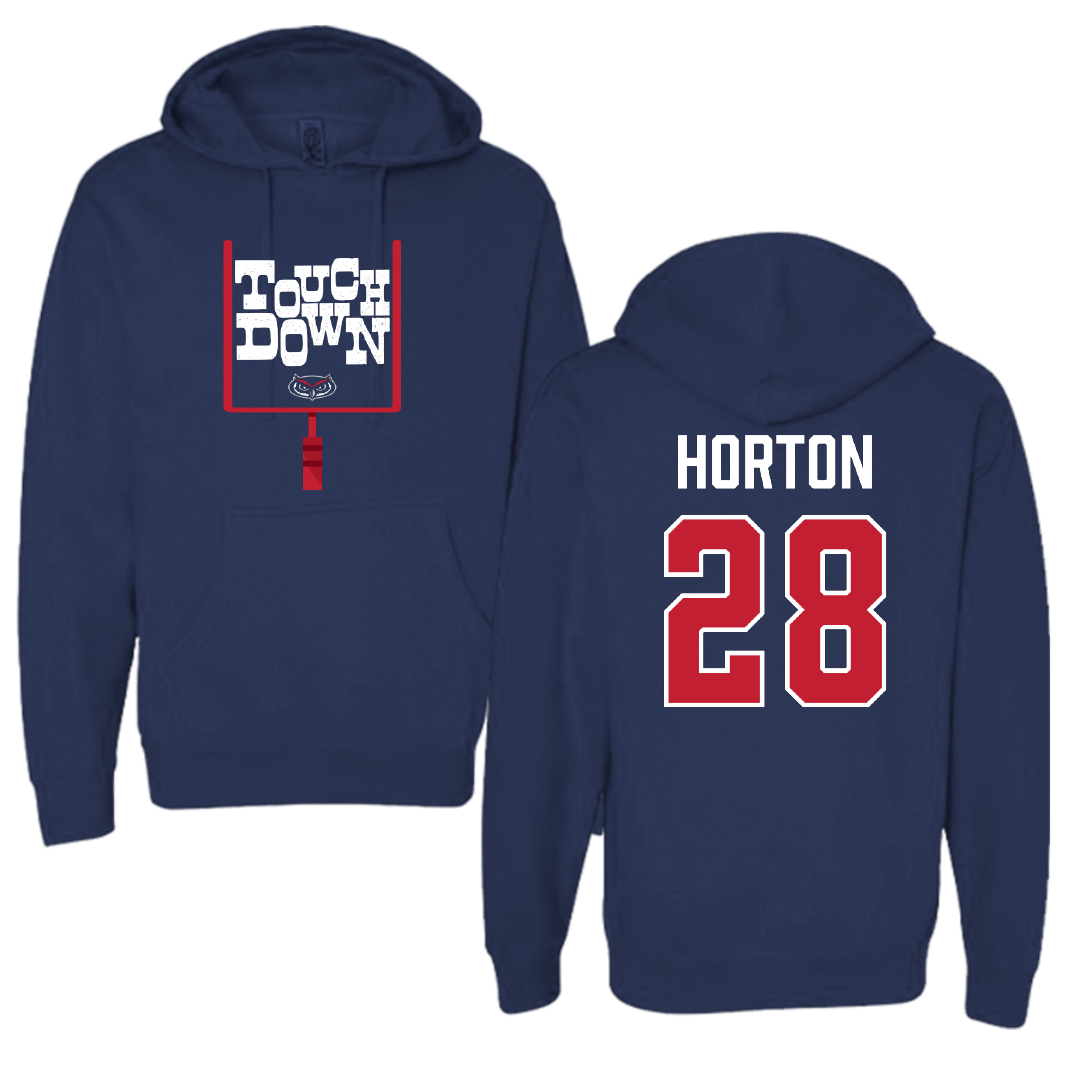 Florida Atlantic University Football Navy Touchdown Hoodie - #28 Zyere Horton