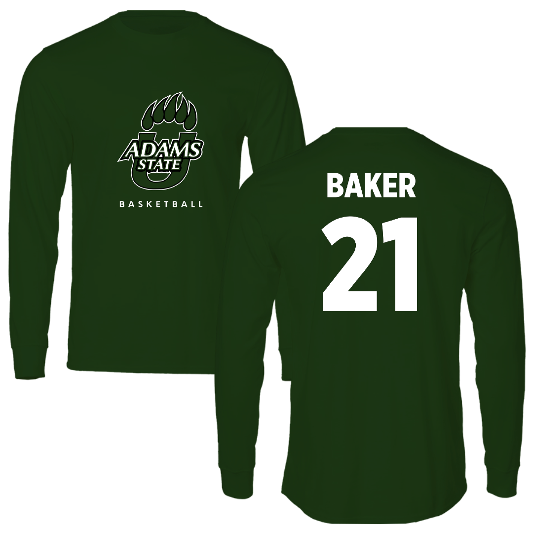 Adams State University Basketball (M) Forest Green Long Sleeve - #21 Dillan Baker