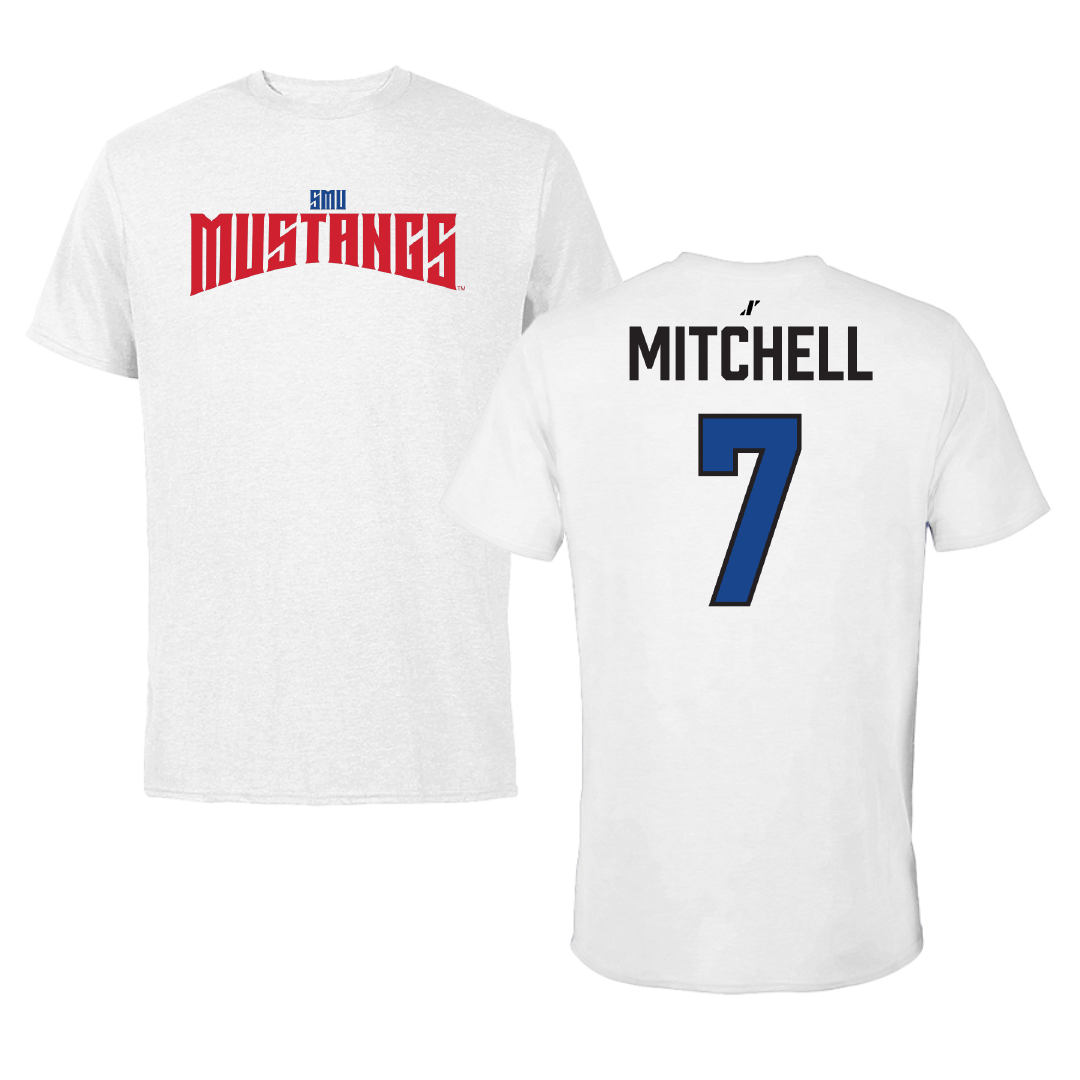 Southern Methodist University Soccer White Classic Performance Tee - #7 Jaylinn Mitchell
