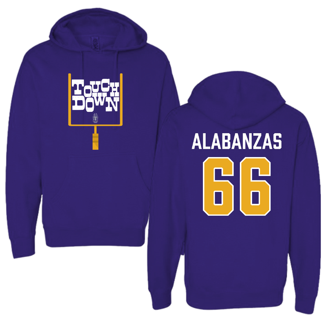 University at Albany Football Purple Touchdown Hoodie - #66 Christopher Alabanzas