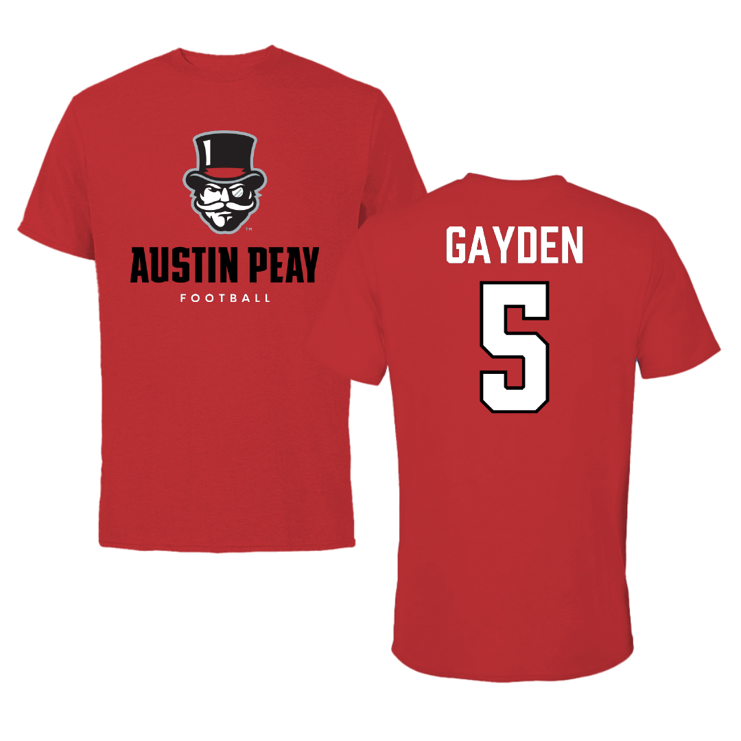 Austin Peay State University Football Red Mascot Performance Tee - #5 Tae Gayden