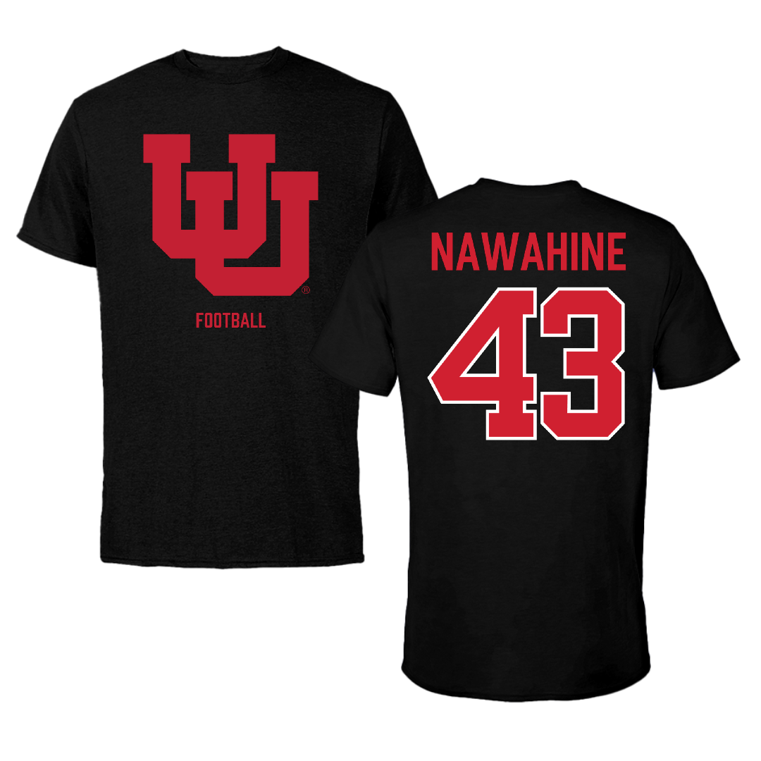 University of Utah Football Black Tee - #43 Gavin Nawahine