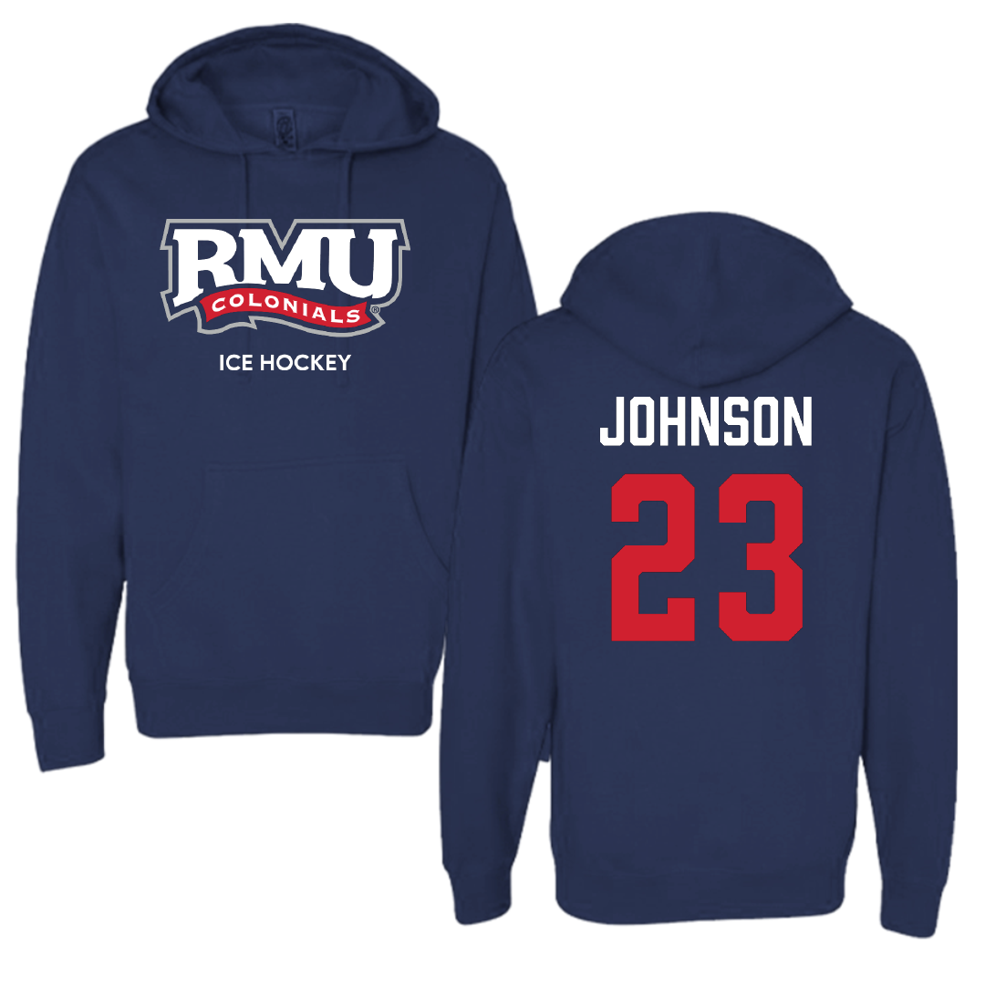 Robert Morris University Ice Hockey (M) Navy Hoodie - #23 Luke Johnson