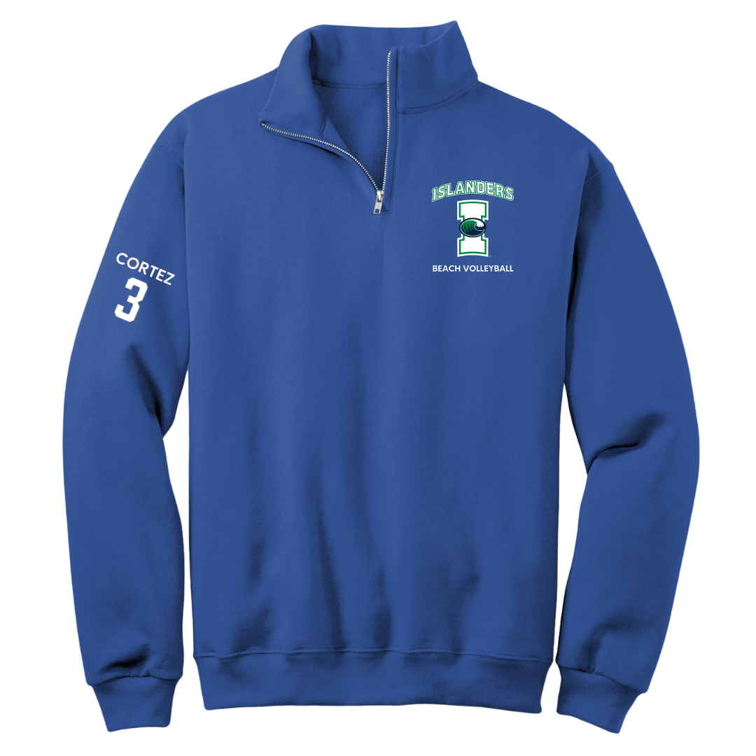 Texas A&M University-Corpus Christi Beach Volleyball Blue Quarter-Zip - #3 Elizabeth Cortez