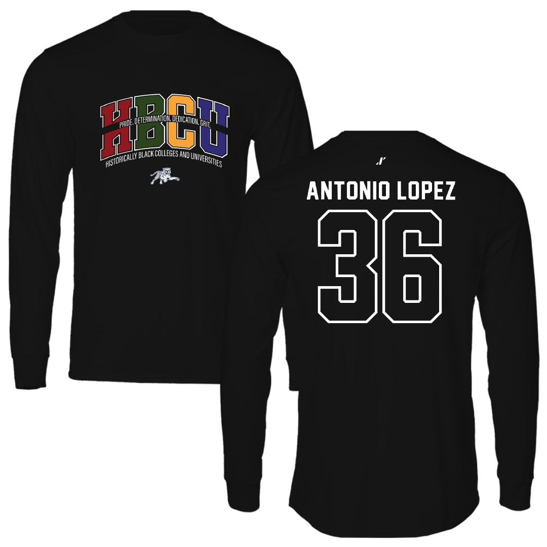 Jackson State University Soccer Black HBCU Long Sleeve - #36 Karime Antonio Lopez