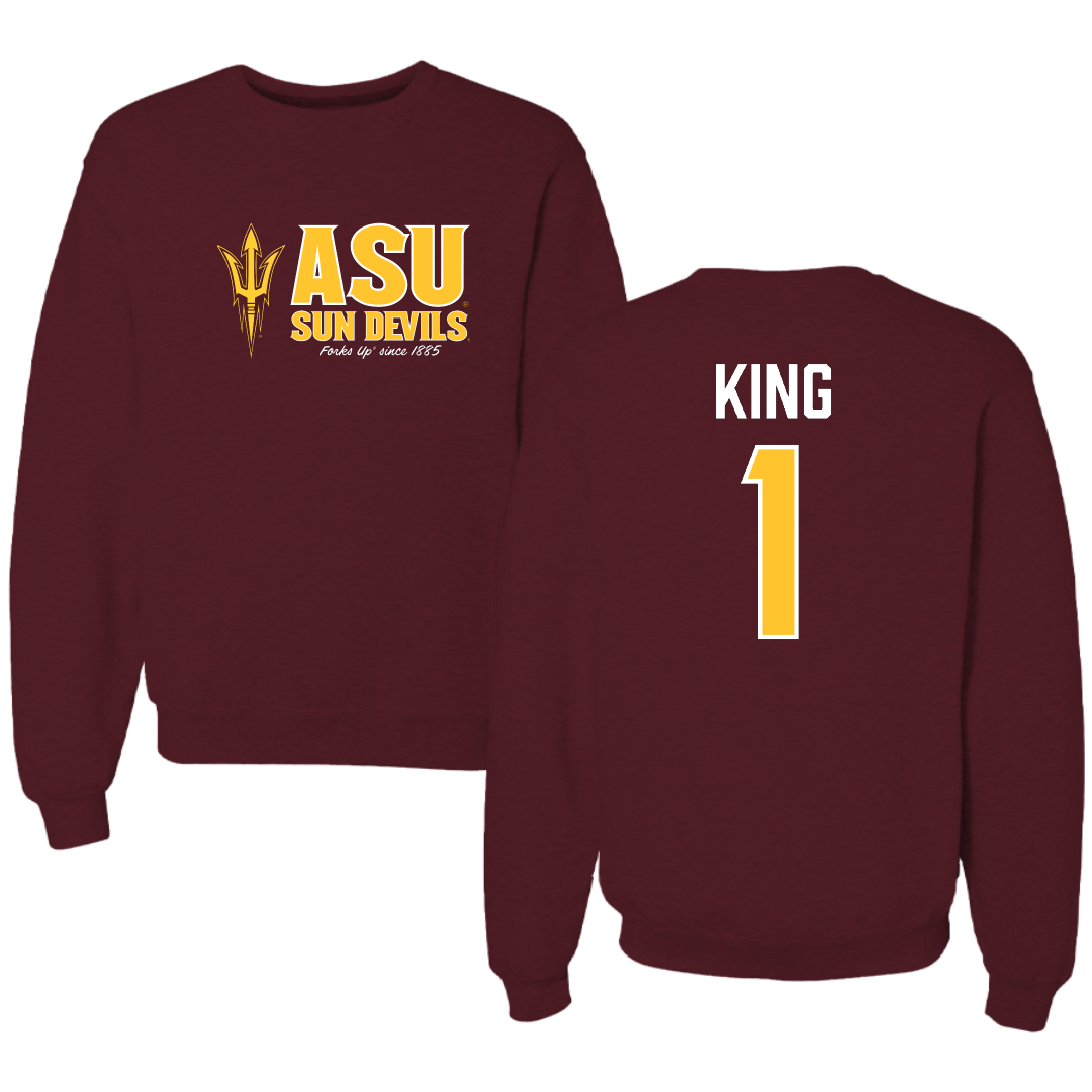 Arizona State University Baseball Maroon General Crewneck - #1 Matt King