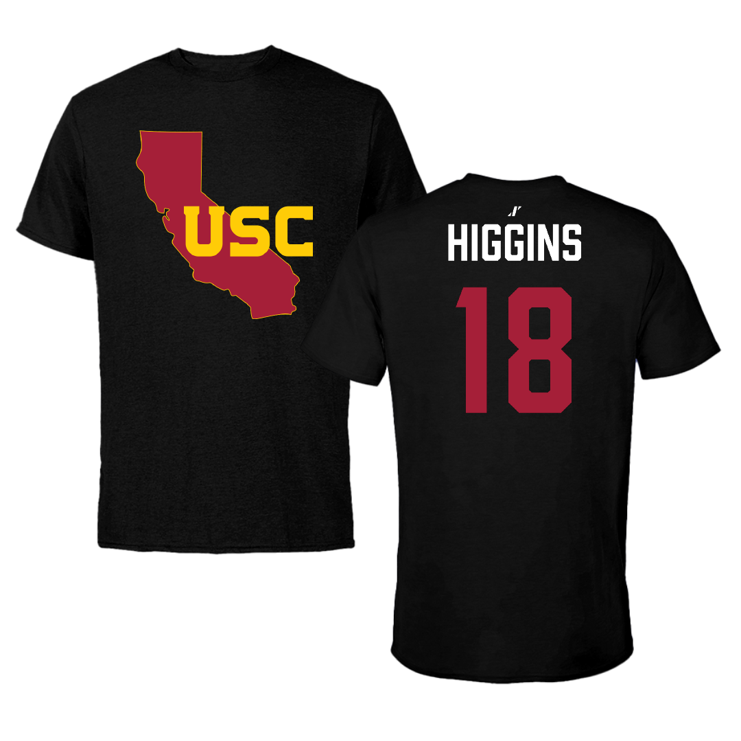 University of Southern California Baseball Black State Performance Tee - #18 Kade Higgins