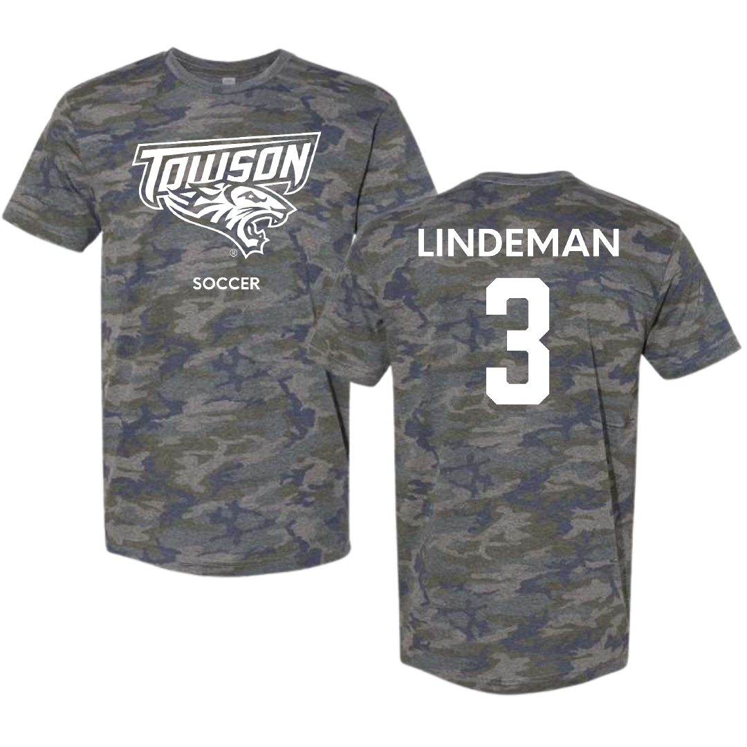 Towson University Soccer (W) Vintage Camo Tee - #3 Sydney Lindeman