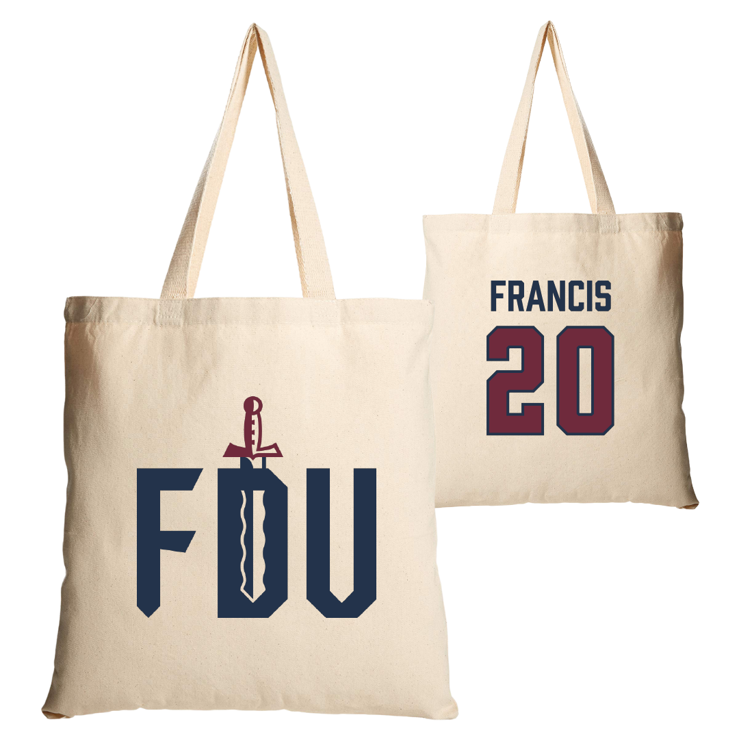 Fairleigh Dickinson University-Metropolitan Campus Basketball Tan Canvas Tote Bag - #20 Davin Francis