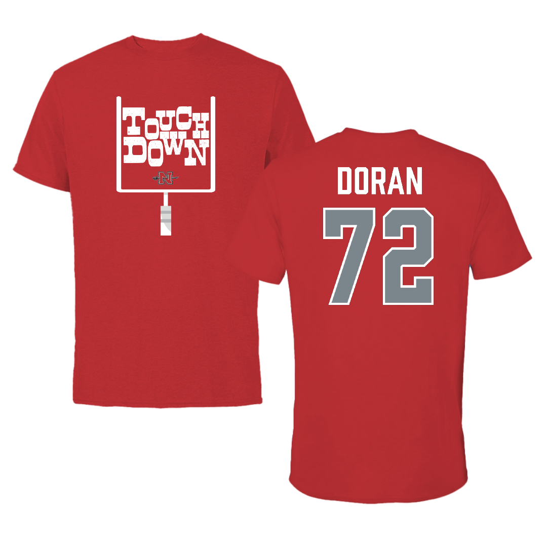 Nicholls State University Football Red Touchdown Tee - #72 Seth Doran