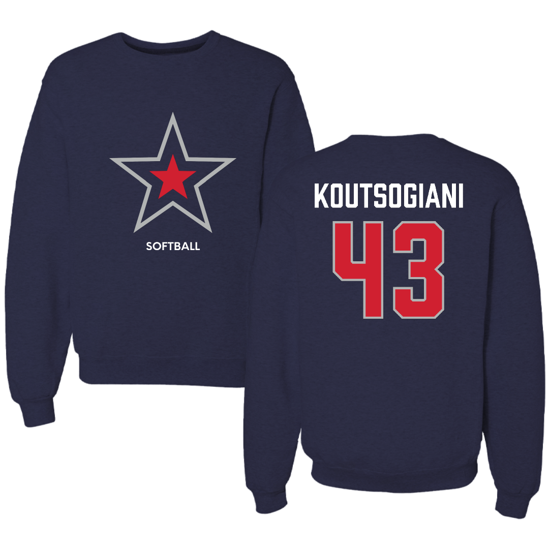 Robert Morris University Softball Navy Mascot Crewneck - #43 Alaina Koutsogiani
