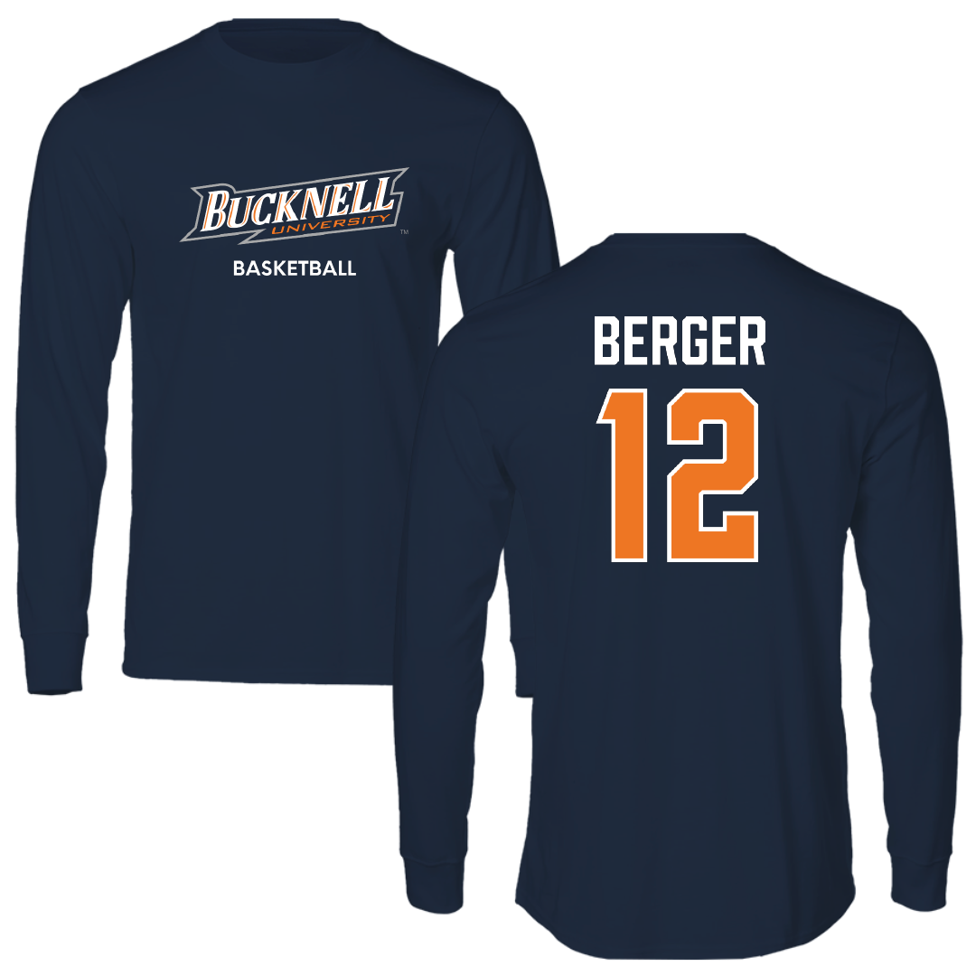 Bucknell University Basketball (M) Navy Performance Long Sleeve - #12 Quin Berger