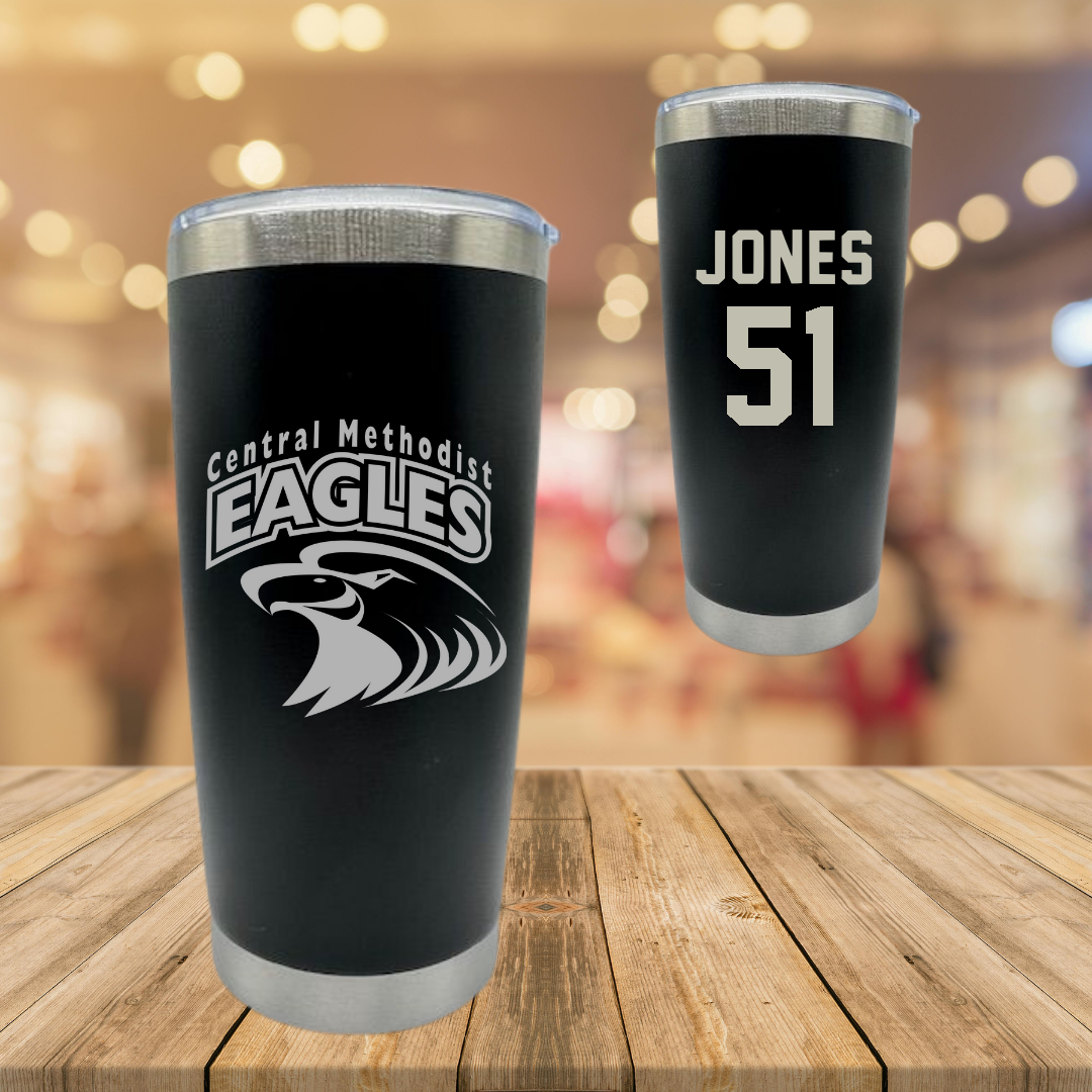 Central Methodist University Football Black Stainless Steel Tumbler - #51 Amari Jones